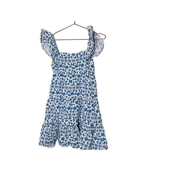 MINKPINK Ithica Ruffled Blue White Mini Design Dress Size Extra Small Flawed - Picture 3 of 7